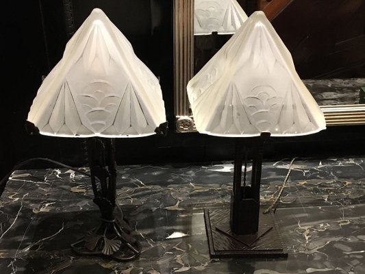 Support De Lampe Ancien En Fer Blanc – 19ème Siècle, état D'occasion