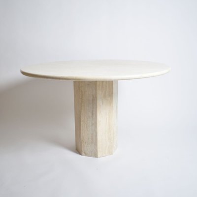 Round Travertine Dining Table 1970s For Sale At Pamono