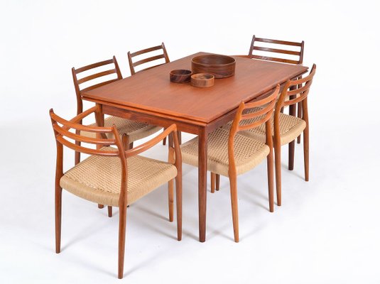 Mid Century Danish Modern Teak, Contemporary Extending Dining Table And Chairs