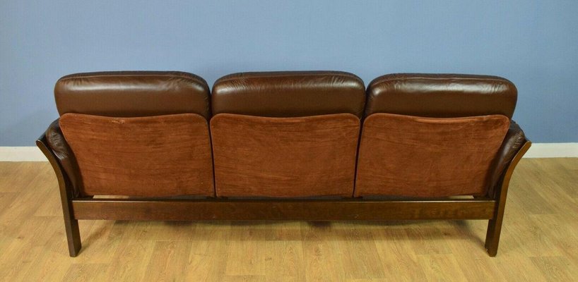 Seat Sofa Couch From G Thams, Brown Leather Mid Century Sofa