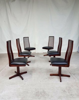 Mid Century Leather Swivel Dining Chairs From Mcintosh Set Of 6 For Sale At Pamono