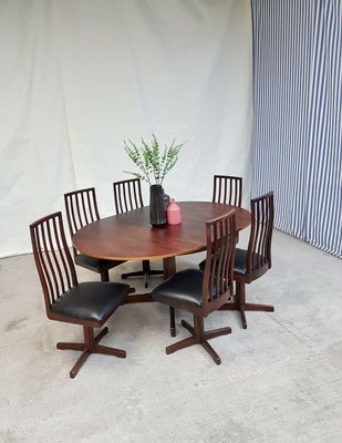 Mid Century Leather Swivel Dining Chairs From Mcintosh Set Of 6 For Sale At Pamono