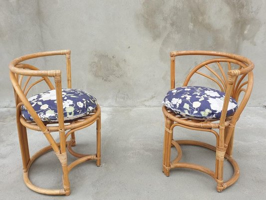Italian Bamboo Chairs 1960s Set of 3