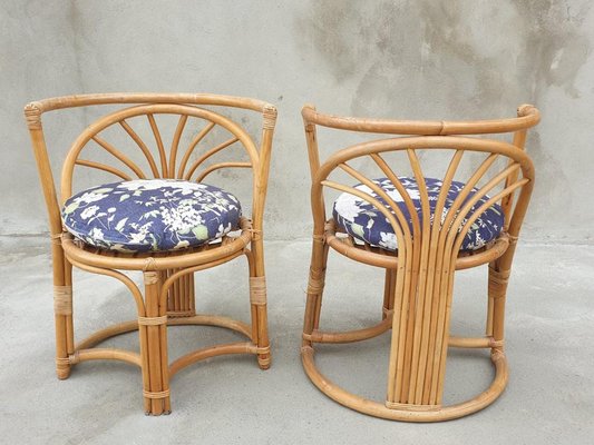 Italian Bamboo Chairs 1960s Set of 3