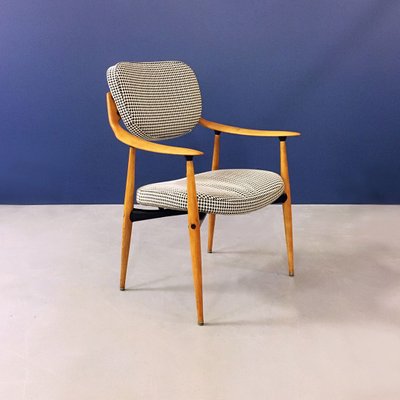 Swedish Curved Wood Desk Chair With Pied De Poul Fabric From Hagafors 1960s For Sale At Pamono