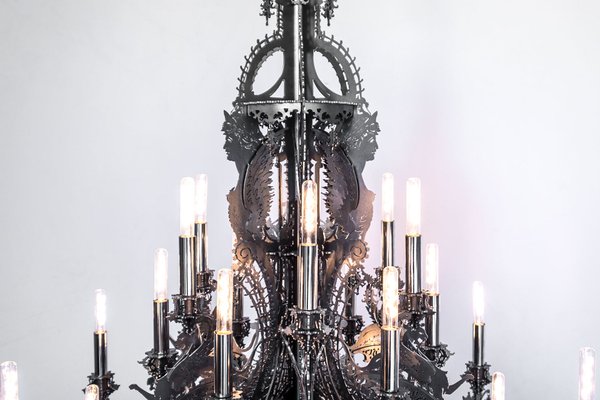 Gina Black Steel Chandelier by Enzo Scibetta for MYOP for sale at