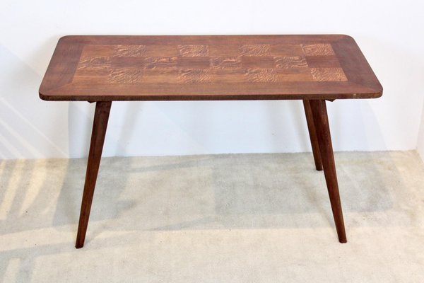 Oak Wood Coffee Table With Veneer Inlay 1960s For Sale At Pamono