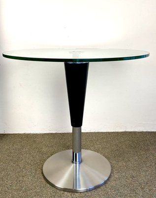 Italian Round Coffee Table With Tapered Leg Glass Top 1980s For Sale At Pamono