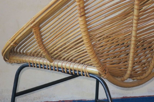 Mid Century Rattan And Iron Pod Chair 1960s For Sale At Pamono