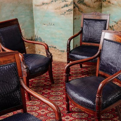 Antique Empire Mahogany Veneer, Antique Empire Dining Chairs