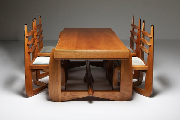 Dutch Art Deco Expressive Oak Dining, Oak Dining Table Set
