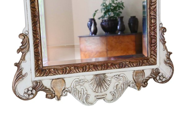 Large White And Gilt Frame Overmantle, Large White Wood Frame Mirror