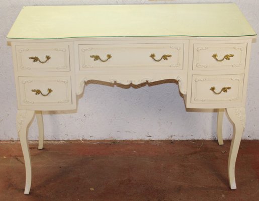 White Dressing Table With Glass Top 1980s For Sale At Pamono