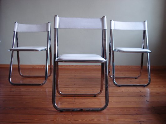 Chrome Tamara Folding Chairs, Folding Chairs With Arms