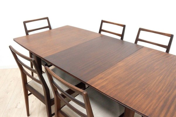 Mid Century Teak Extendable Dining Table Chairs Set By Richard Hornby For Heal S Set Of 6 For Sale At Pamono