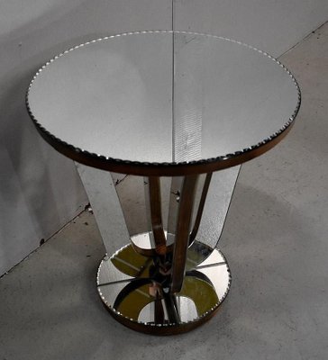 Small Mirrored Glass Walnut Side, Mirrored Glass End Table