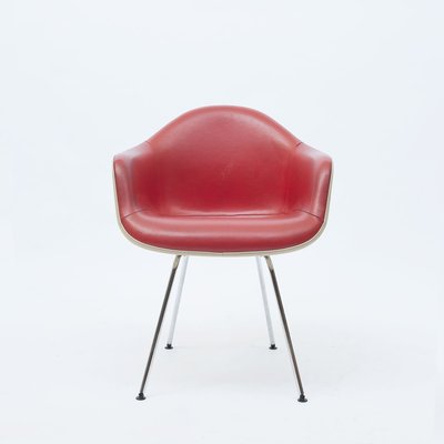 Mid-Century Red Leather Dax Dining Chair by Charles & Ray Eames