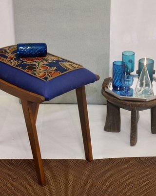 Mid Century Scandinavian Stool For Sale At Pamono Original orange naugahyde upholstery, teak frame is adjustable with many variations.