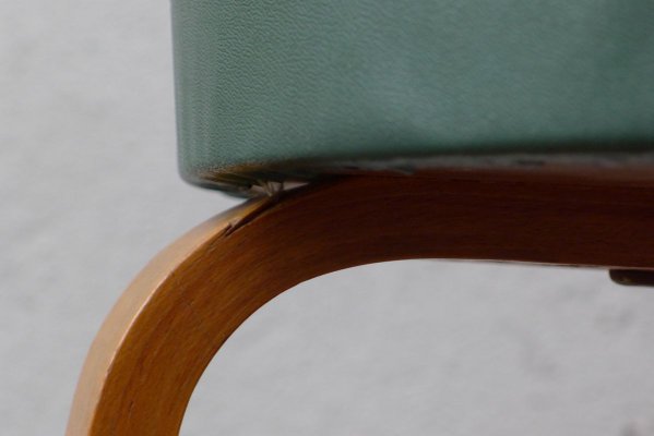 Vintage Minimalist Model 60 Stool with Green Leatherette by Alvar
