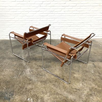 Chaises B3 Wassily En Cuir Cognac Par Marcel Breuer Pour Knoll Inc Knoll International 1980s Set De 2 En Vente Sur Pamono
