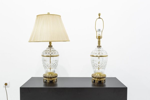 Cut Glass Table Lamps 1980s, Victorian Cut Crystal Table Lamp