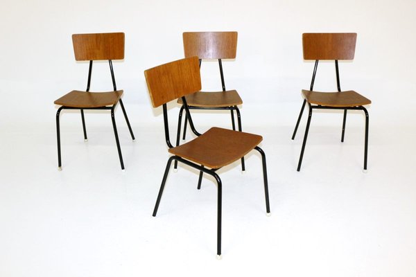 Danish Teak Metal Dining Chairs, Steel Dining Chair Design