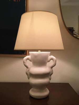 White Polished Plaster Table Lamp By, White Plaster Table Lamps