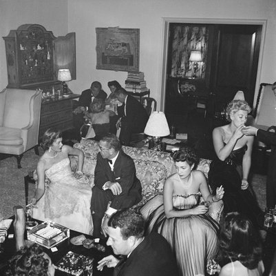 Beverly Hills Party Silver Fibre Gelatin Print Framed in Black by Slim Aarons