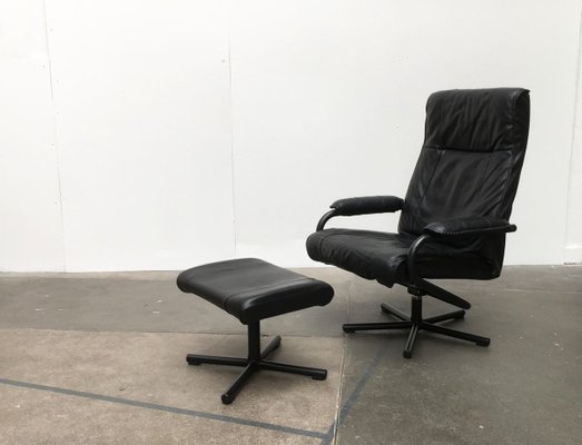 Danish Postmodern Leather Lounge Chair, Leather Chair Ottoman