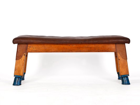 Vintage leather bench deals