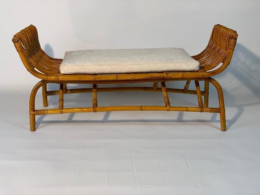 Mid Century Italian Rattan And Bamboo Benches 1950s Set Of 2 For Sale At Pamono