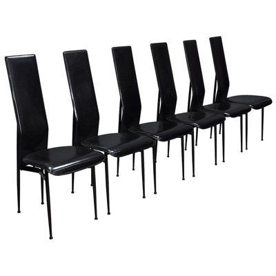 Dining Chairs In Black Leather By, Black Leather Dining Room Chairs Set Of 6