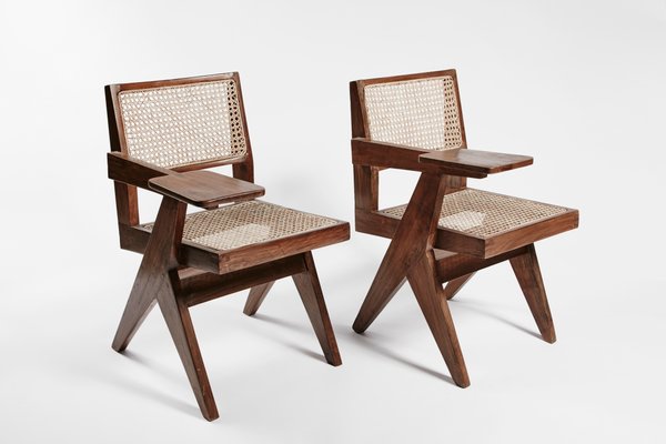 Teak And Wicker Desk Chairs By Pierre Jeanneret Set Of 2 For Teak And Wicker Desk Chairs By Pierre