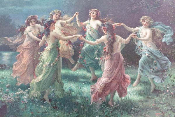 Late 19th Century Chromolithograph Fairies Dance By Zabateri For Sale At Pamono
