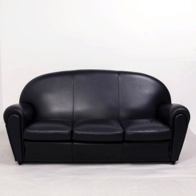 Black Leather Vanity Fair Sofa Armchairs from Poltrona Frau, 2000s, Set  of