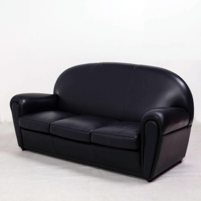 Black Leather Vanity Fair Sofa & Armchairs from Poltrona Frau