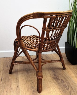 Italian Bamboo and Rattan Children s Mini Hoop Chair 1960s