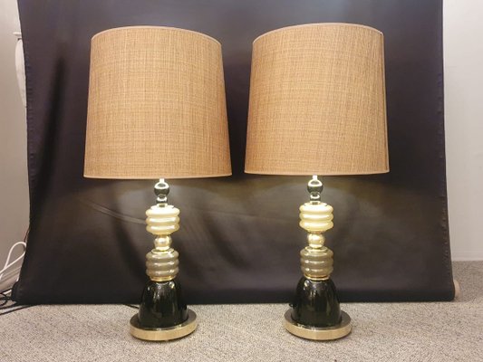 Vintage Murano Glass Table Lamps Set, Old Table Lamp Glass