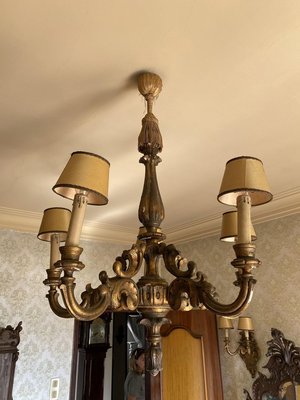 mid century wood chandelier
