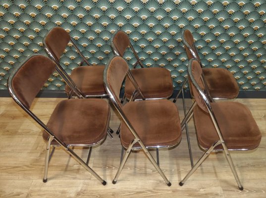 Vintage Folding Upholstered Dining Chairs Set Of 6 Bei Pamono Kaufen