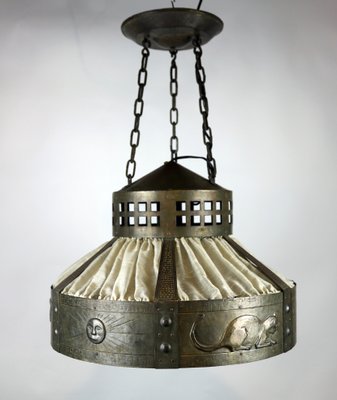 Antique Arts Crafts Bronze Ceiling Lamp By Hugo Berger For Goberg For Sale At Pamono