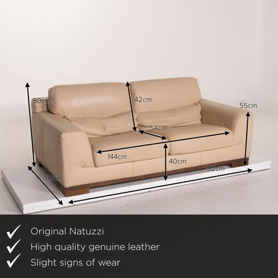 Beige Leather 2085 2 Seat Sofa, Leather Sofa And Ottoman Set