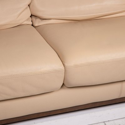 Beige Leather 2085 2 Seat Sofa, Leather Sofa And Ottoman Set