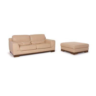 Beige Leather 2085 2 Seat Sofa, Beige Leather Sofa Set