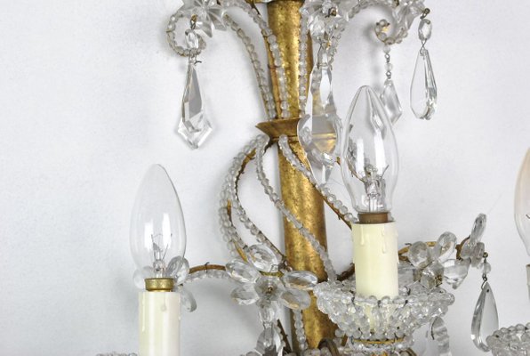 Vintage Gilded Iron Chandelier 2, Carbone Candle Chandelier Wall Sconce