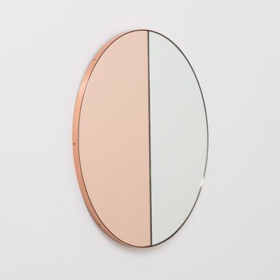 Orbis Dualis Rose Gold Silver Mixed Tint Round Large Mirror With Copper Frame By Alguacil Perkoff Ltd For At Pamono Silver Mixed Tint Round Large Mirror, Large Gold Frame Circular Mirror