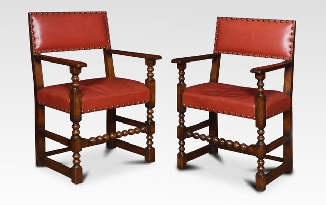 Antique Substantial Leather Upholstered Oak Dining Chairs Set Of 14 For Sale At Pamono