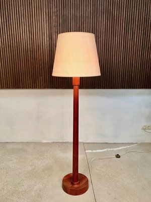 Danish Solid Teak Wood Floor Lamp With Wild Silk Lampshade 1960s For At Pamono Danish Solid Teak Wood Floor Lamp With, Antique Wood Floor Lamp With Table