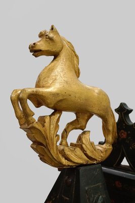 Hand Painted Antique Sleigh With Golden Horse For Sale At Pamono