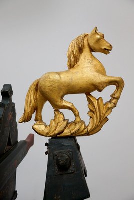 Hand Painted Antique Sleigh With Golden Horse For Sale At Pamono